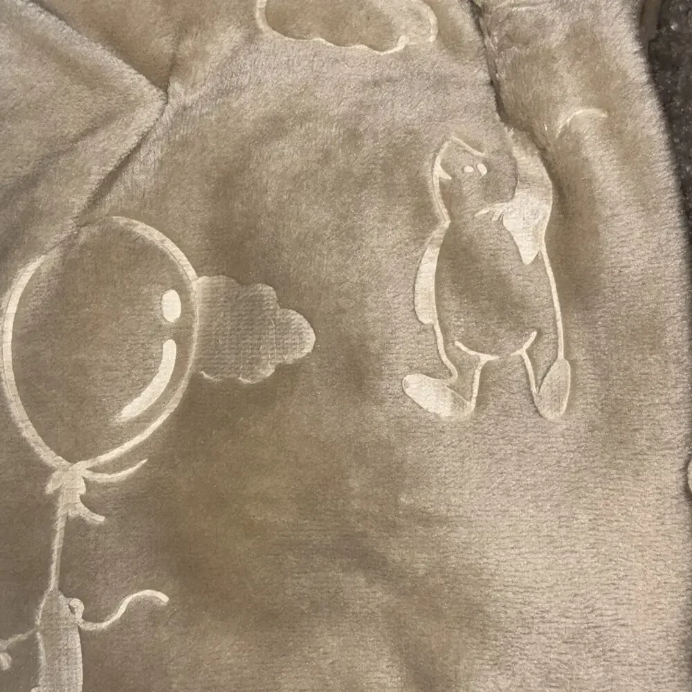 Winnie the Pooh Bear Collection Embossed Balloon Lovey Plush Baby Blanket Beige